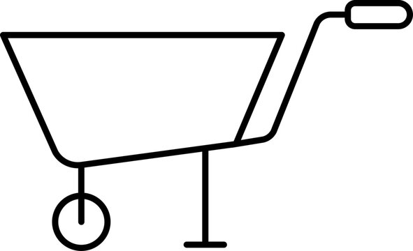 recommend clip art: Isolated Wheelbarrow icon in black line art.