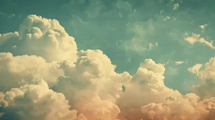 Sierkussen Pastel-hued clouds drift lazily on this soft pop-art wallpaper © Lerson