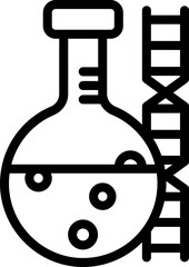Line art illustration of DNA sample test beaker icon.