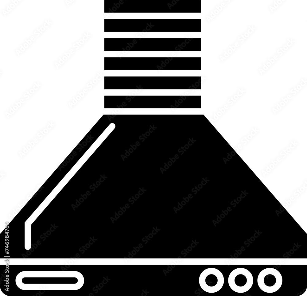 Sticker exhaust hood or chimney icon in b&w color.