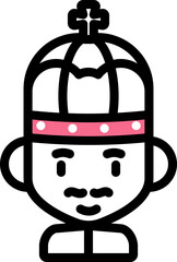 King Icon In Black Line Art.