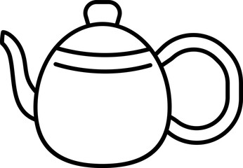 Flat Style kettle Icon In Thin Line Art.