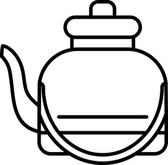 Line Art Illustration of Kettle Icon In Black Thin Line Art.