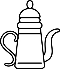 Line Art Illustration of Kettle Icon In Black Outline.