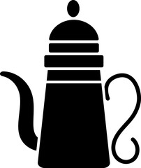 Black Outline Kettle Icon On White Background.