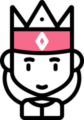 Queen Icon In Pink And White Color.