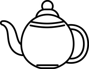 Kettle Icon In Line Art. 
