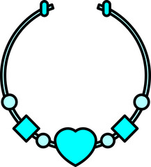 Necklace Icon Or Symbol In Cyan Color.