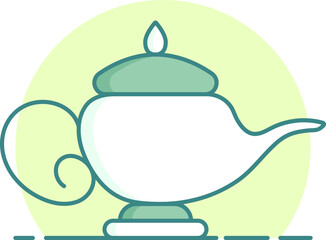 Illustration of Aladdin Lamp icon in flat style.