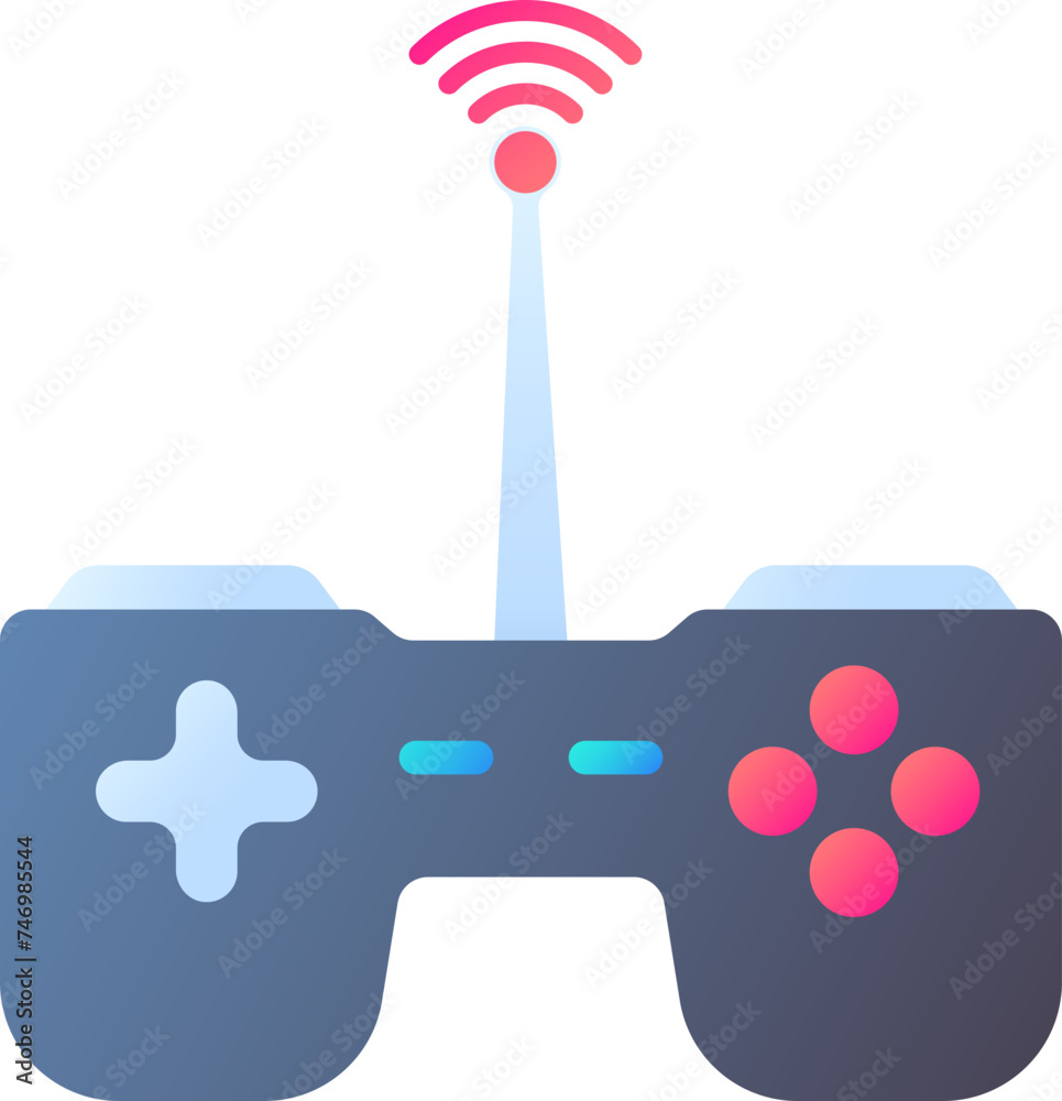 Sticker Wifi connected gamepad icon in gray and red color.