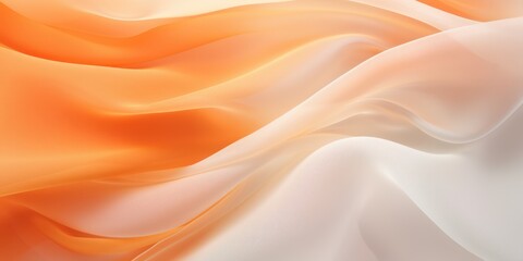 Abstract white and Orange silk fabric weave of cotton or linen satin fabric lies texture background.
