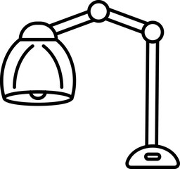 Desk lamp icon in thin line art.