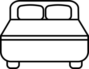 Two pillows on bed icon in black line art.