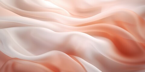 Abstract white and Peach silk fabric weave of cotton or linen satin fabric lies texture background.
