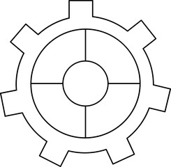 Line Art Illustration of Cogwheel Icon In Black Line Art.