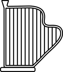 Line Art Harp Icon on White Background.