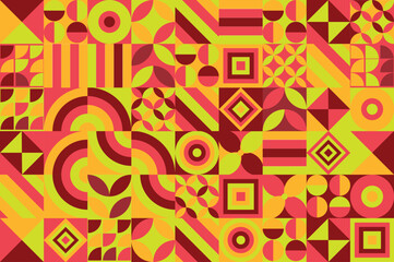 Colorful geometric minimal pattern artwork with simple shapes. Abstract pattern design for web banner, branding, business, wallpaper