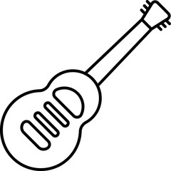 Black Line Art Illustration of Guitar Icon.