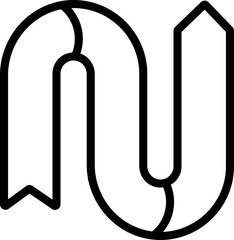 Line art illustration of Wavy Arrow icon.