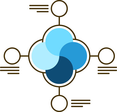 Flower Shape Infographic Chart icon in blue and black color.
