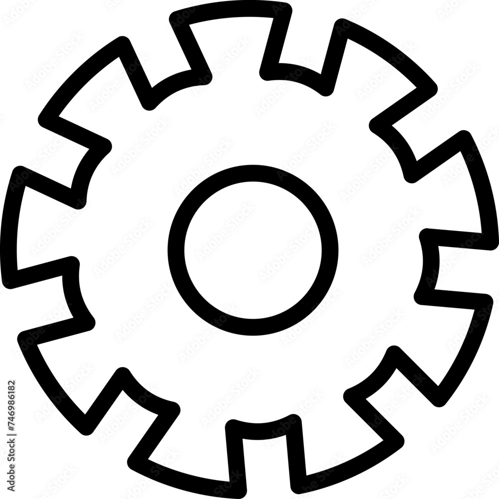 Sticker line art cogwheels or setting icon in flat style.