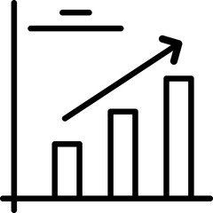Bar graph with Up arrow icon in black line art.