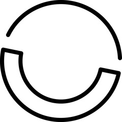 Two step pie chart icon in black outline.