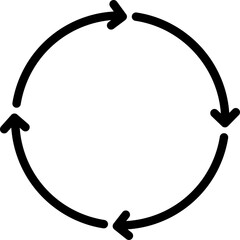 Four workflow circle arrow icon in line art.