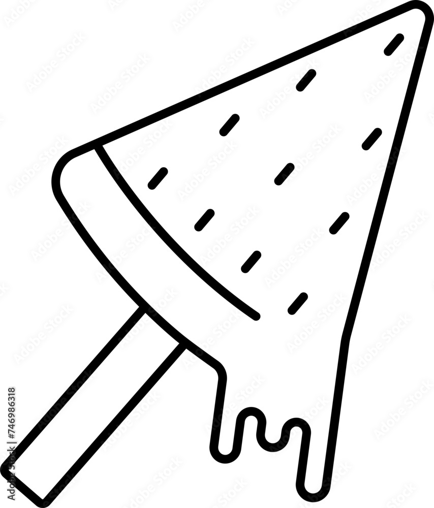 Sticker Popsicle Ice Cream Icon In Black Line Art.