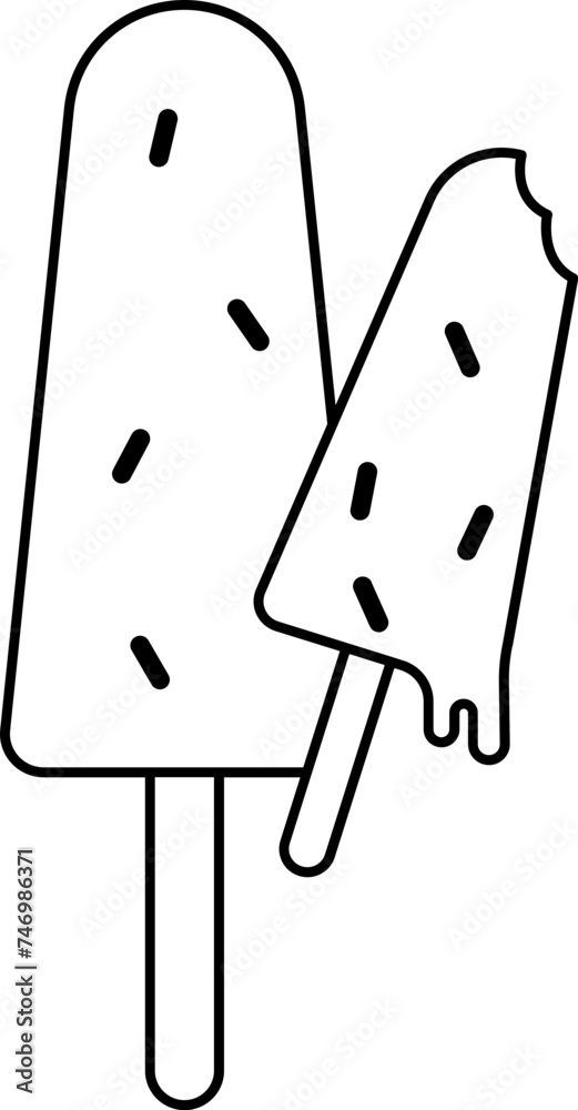 Poster black line art ice cream stick icon.