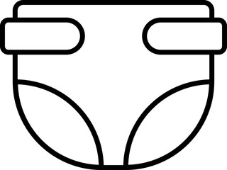 Line Art Diaper or Baby Panty Icon in Flat Style.