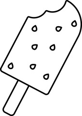Ice Cream Stick Icon In Black Line Art.