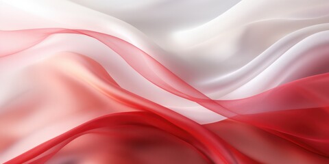 Abstract white and Red silk fabric weave of cotton or linen satin fabric lies texture background.
