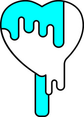 Heart Shape Ice Cream Icon In Cyan And White Color.