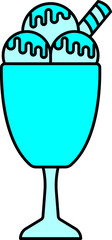 Ice Cream Glass In Cyan Color.