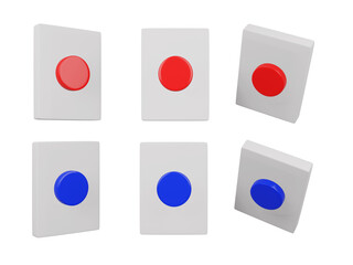赤と青の立体的なボタン