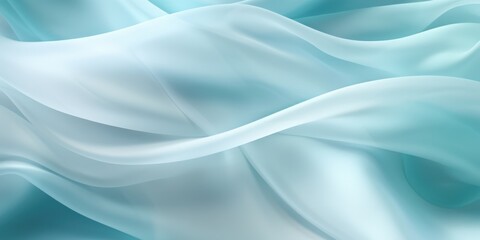 Abstract white and Turquoise silk fabric, weave of cotton or linen satin fabric lies texture background.
