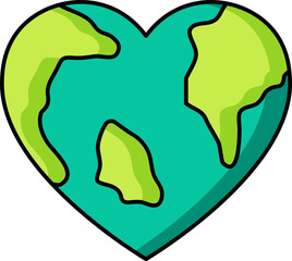 Heart Shape Earth icon in green color.