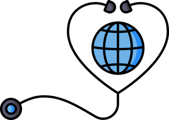 Global Healthcare icon in blue and black color.