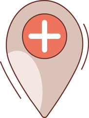 Fototapeta premium Plus Mark on Map Pin icon in orange and brown color.