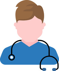 Faceless Doctor man icon in blue color.