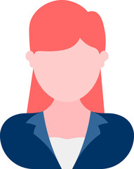 Vector illustration of Faceless woman wearing blue formal suit.