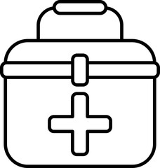 Fototapeta premium Isolated First aid box icon in thin line art.