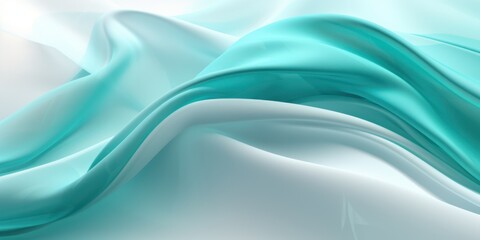 Obraz premium Abstract white and Turquoise silk fabric, weave of cotton or linen satin fabric lies texture background. 