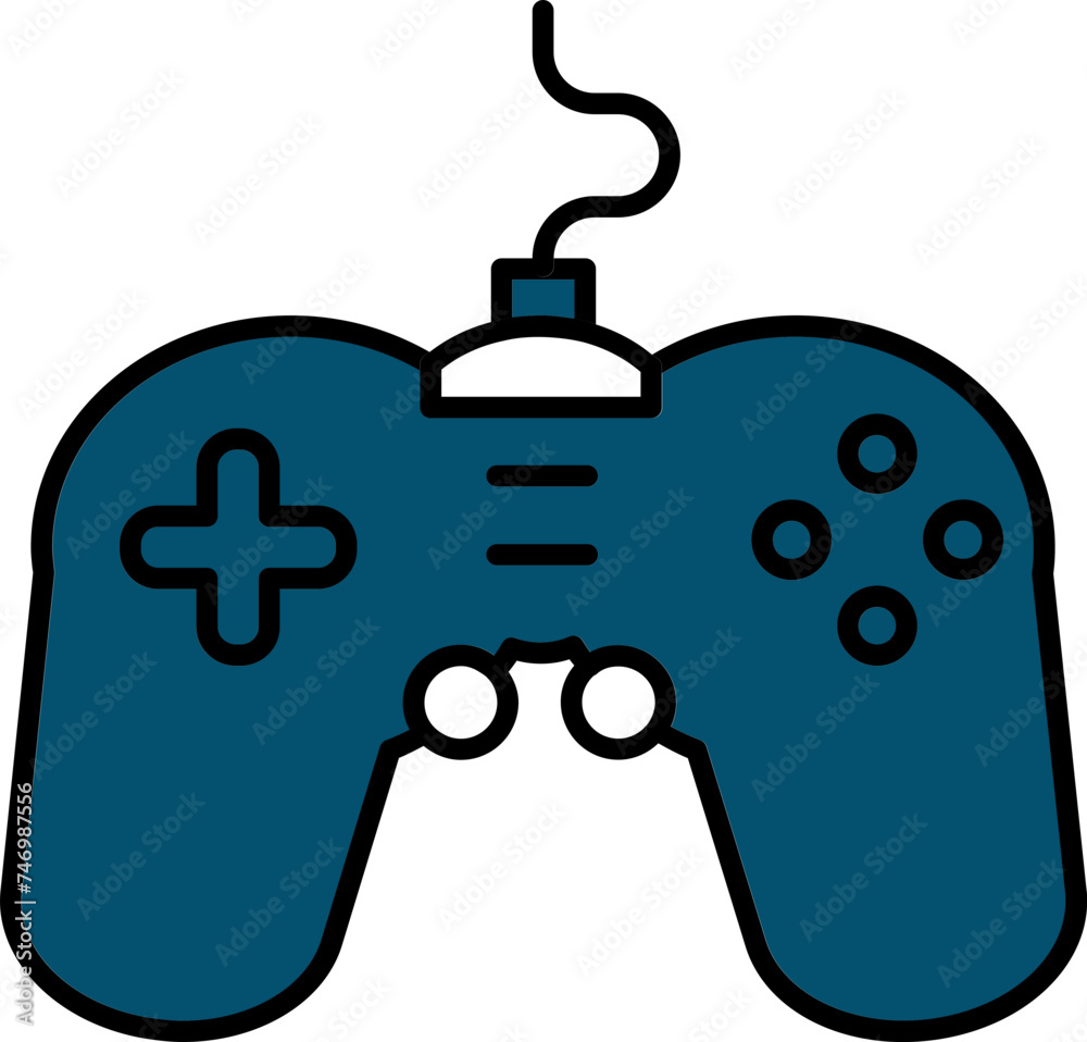 Wall mural blue color game pad icon in flat style.