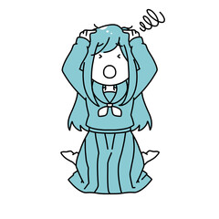 頭を抱える制服の女の子