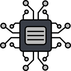 CPU or Processor Chip Icon in Grey Color.