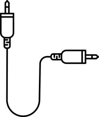 Audio Cable Icon Or Symbol In Black Line Art.