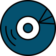 CD or DVD Disk Icon in Blue Color.