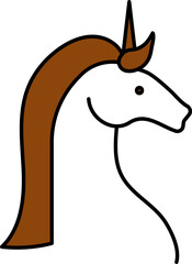 Illustration of Horse Icon in Brown and White Color.